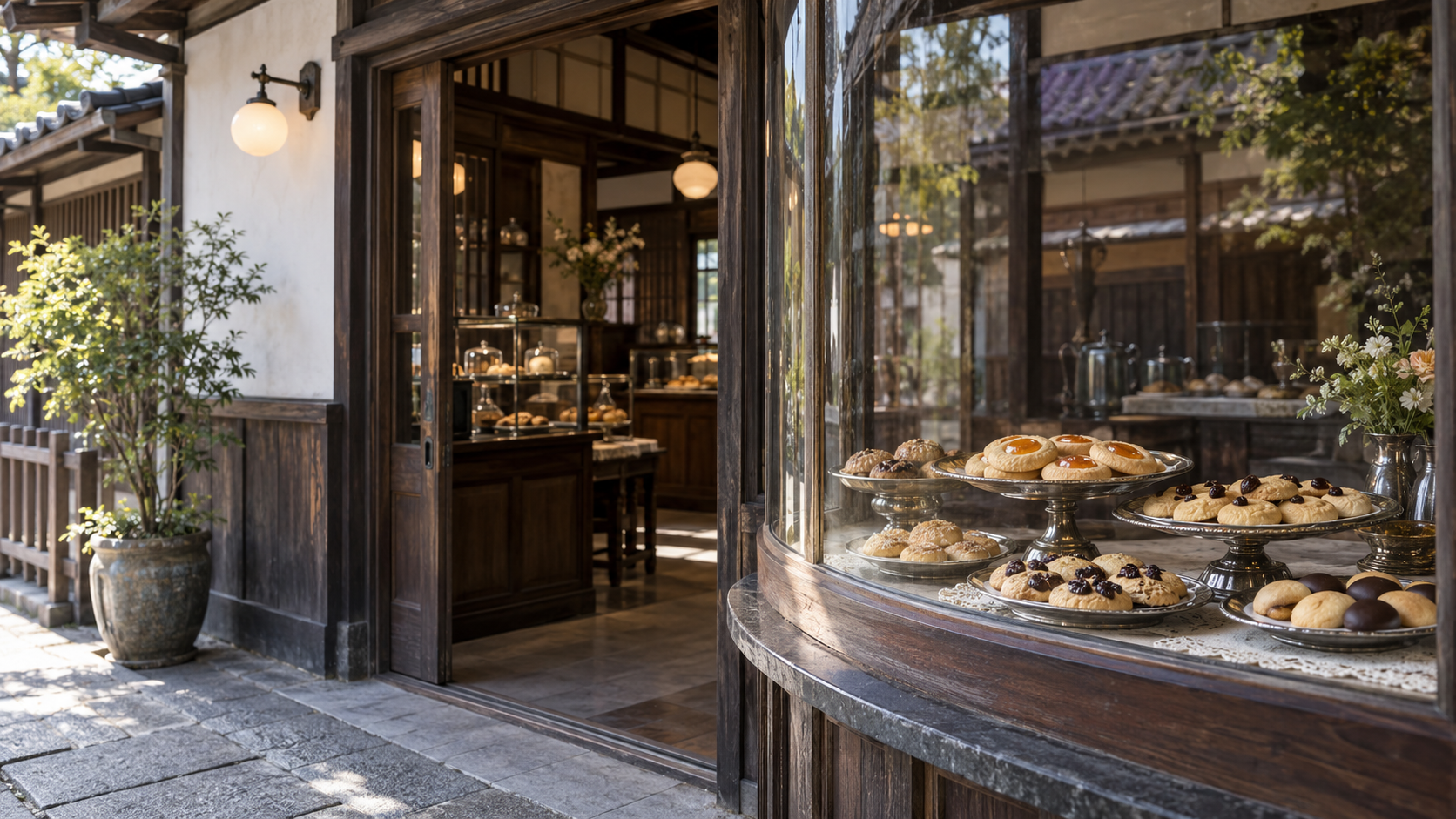 京都の歴史ある洋菓子店をイメージした店構えと焼き菓子