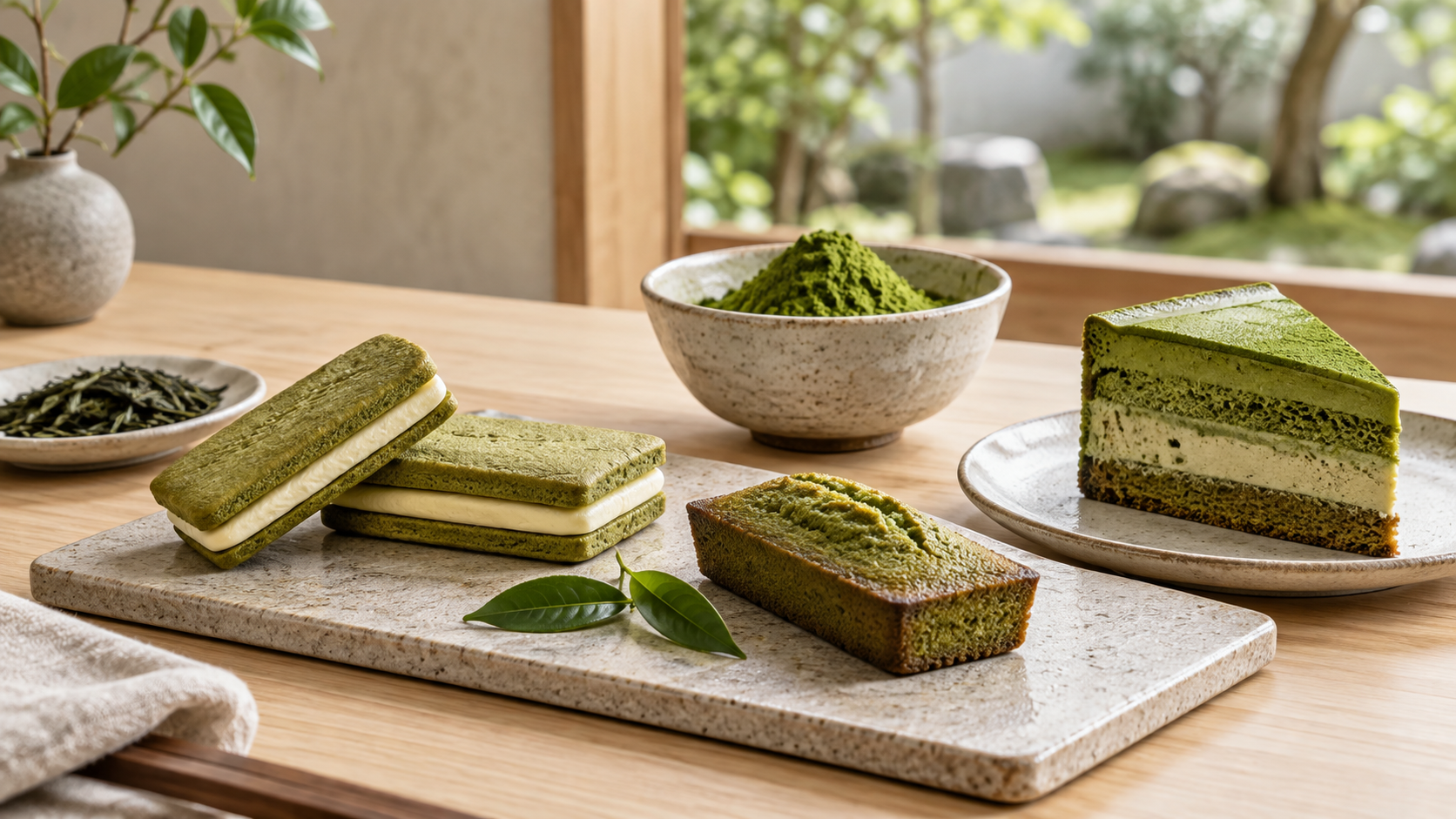 抹茶とホワイトチョコレートを使った京都の洋菓子