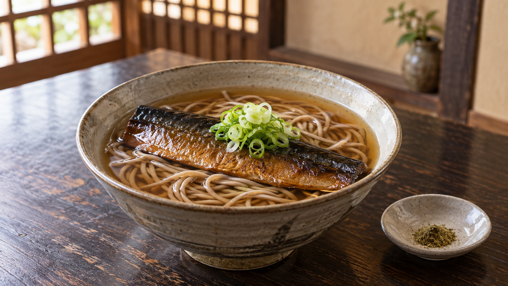 甘辛く煮た身欠きにしんを温かいそばにのせた京都のにしんそば
