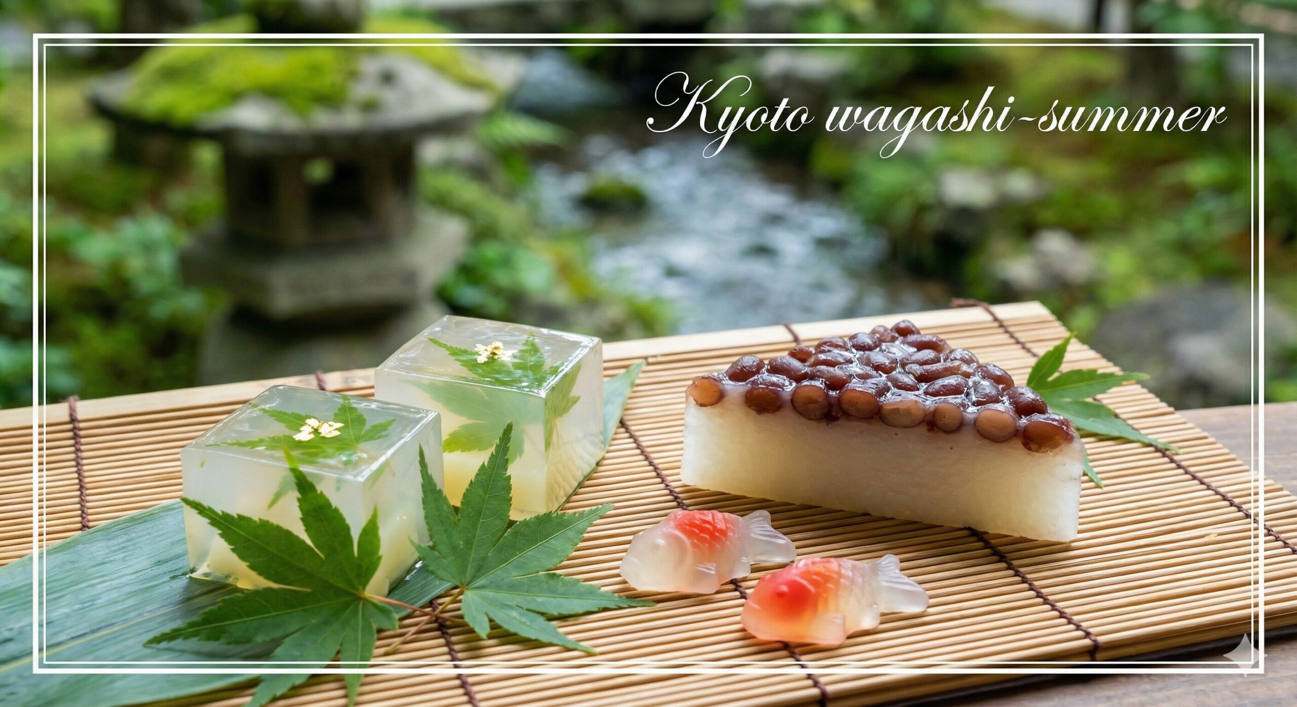 京都の夏の和菓子と風景のイメージ（Kyoto wagashi-summer）