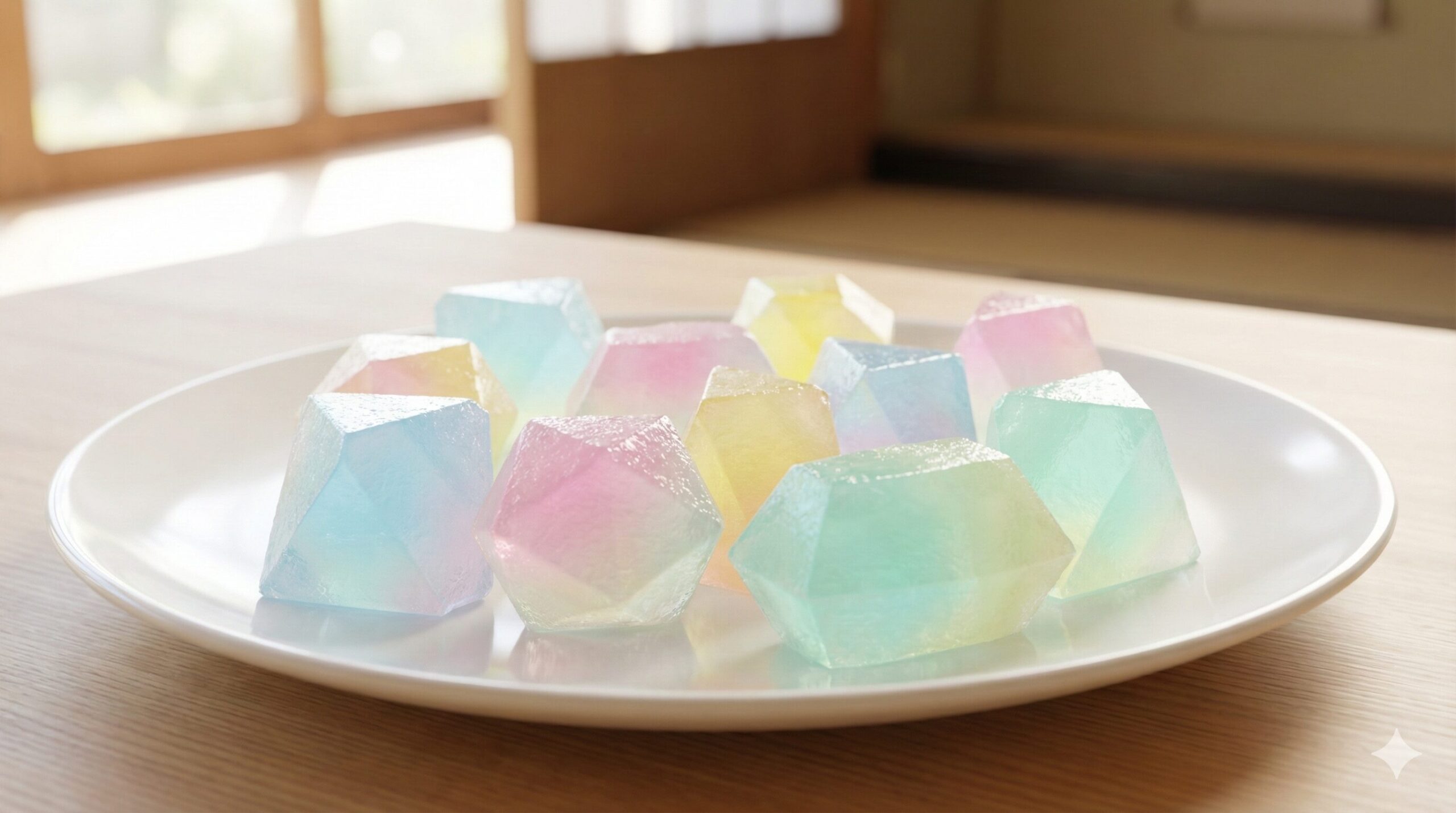 パステルカラーで宝石のようにキラキラと輝く、透明感のある伝統菓子「琥珀糖」