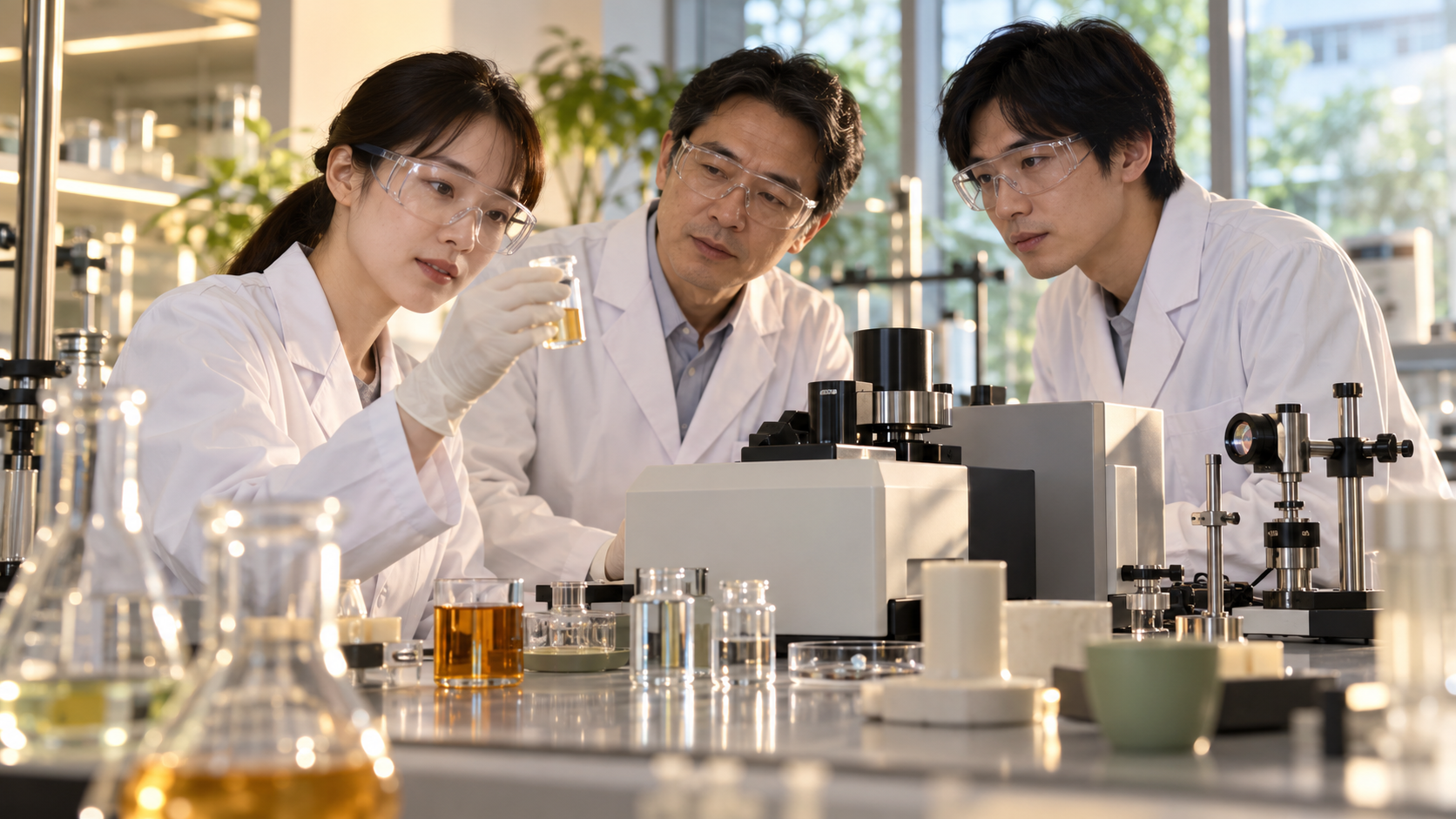 分析・計測装置を使って研究開発を進める京都企業の日本人研究者