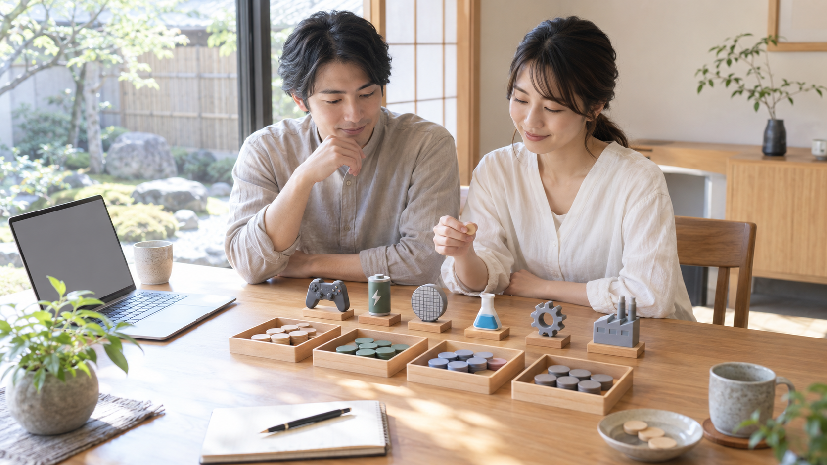 京都企業への投資額と業種分散を検討する日本人の男女