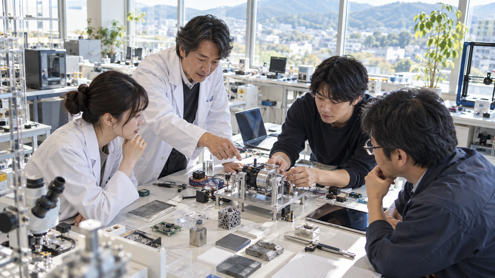 京都の大学と技術企業が共同で試作品を開発する産学連携