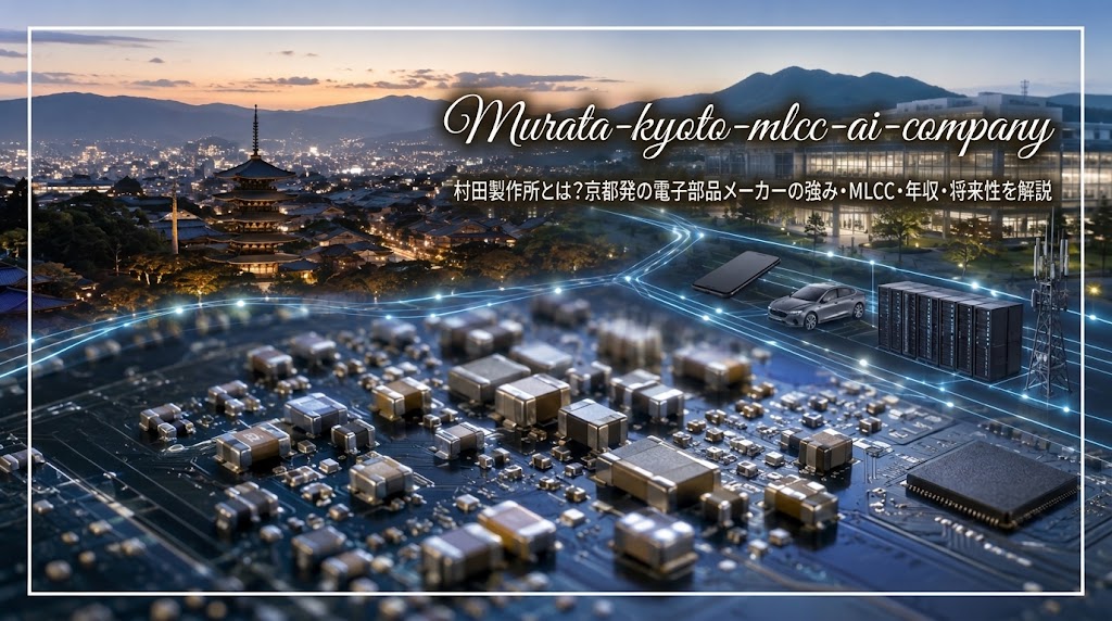 京都発の村田製作所とMLCC、AIサーバー・自動車・通信を表現した電子部品企業のイメージ