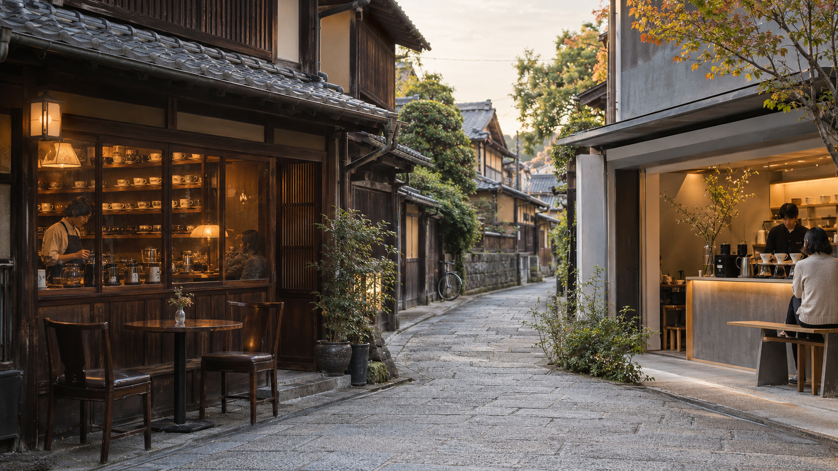京都の街に共存する老舗喫茶と現代的なコーヒースタンド