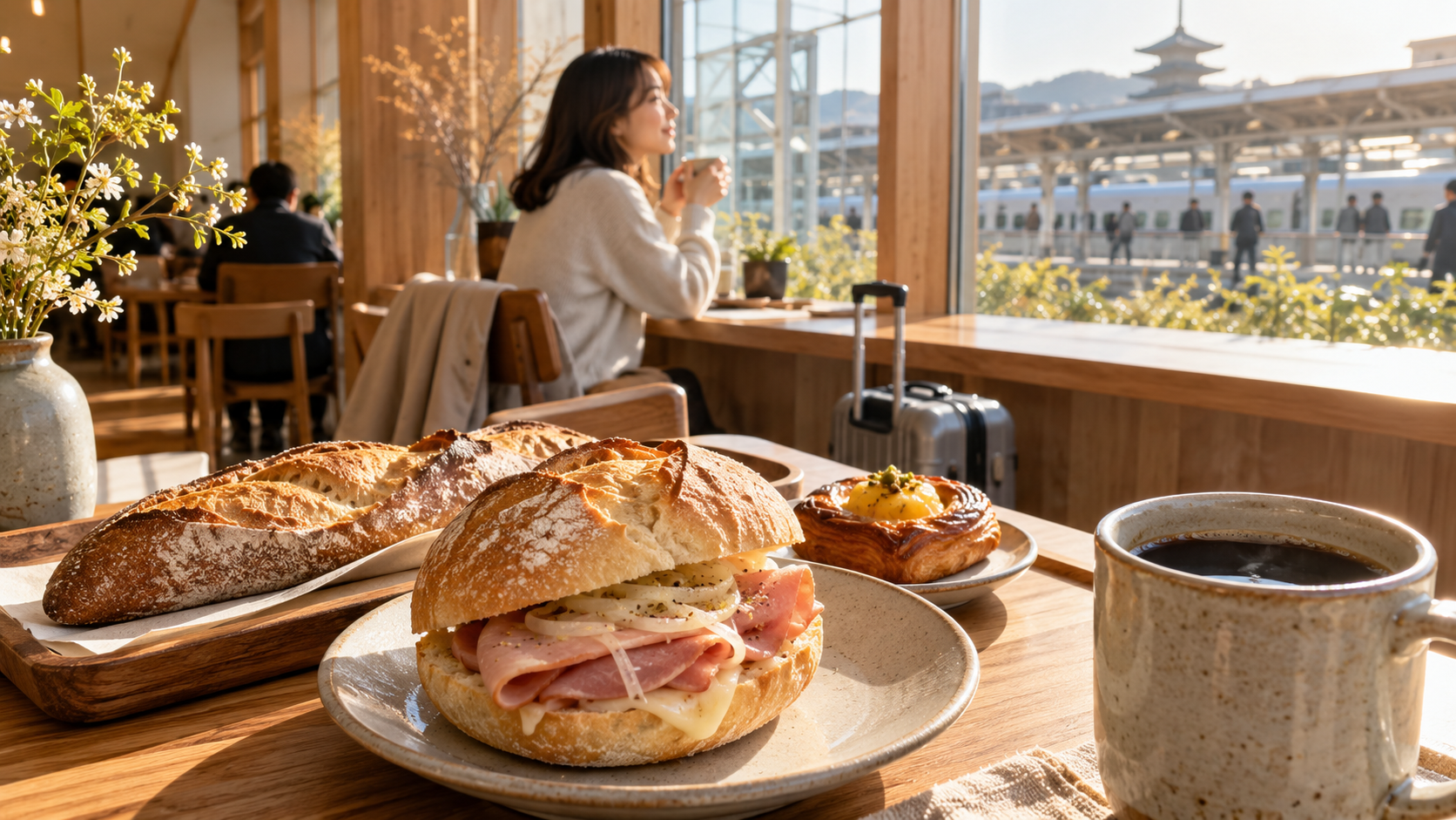 京都駅周辺のカフェで楽しむパンとコーヒーの朝食