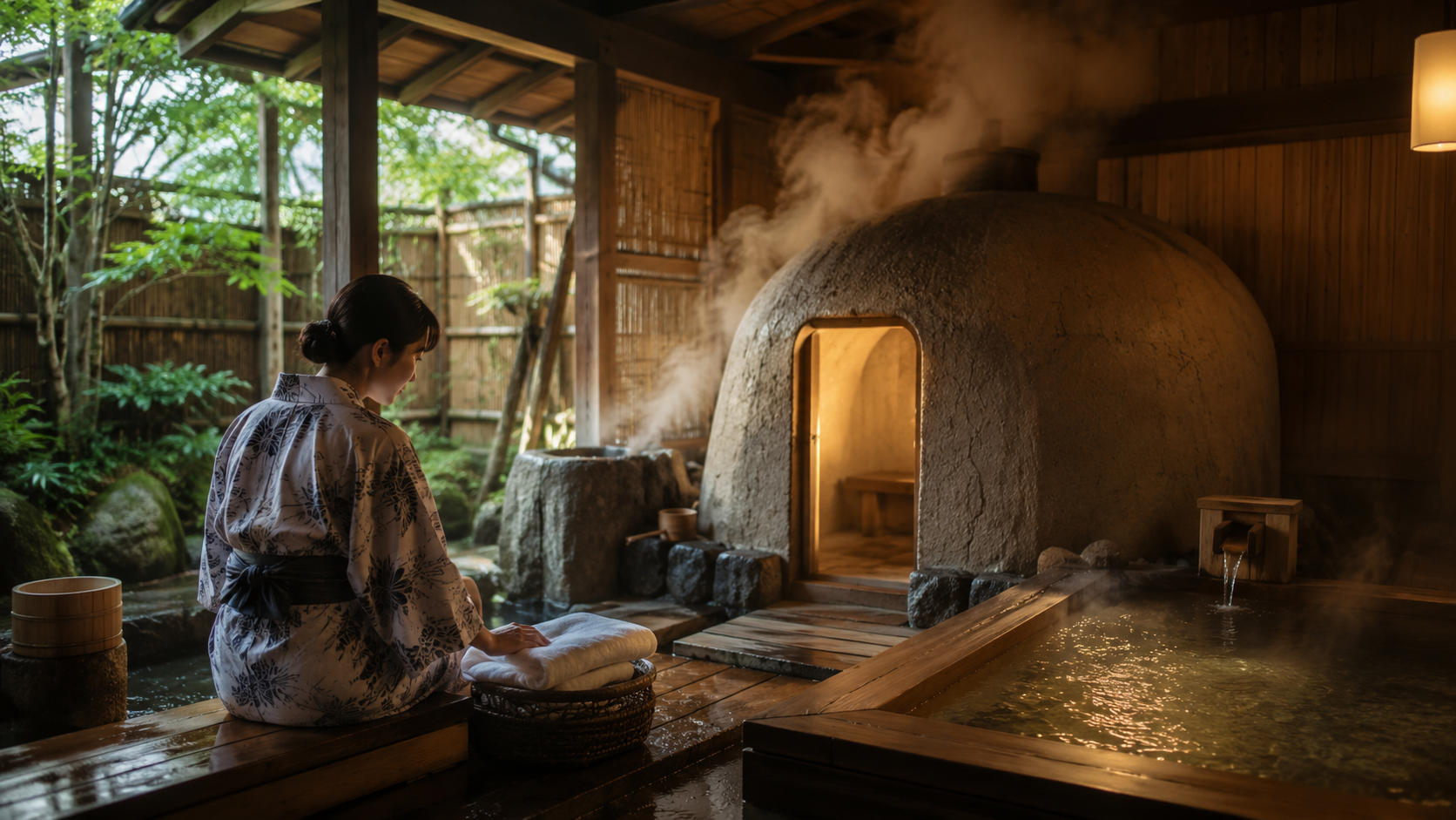 山ばな 平八茶屋の日本古式の蒸し風呂・かま風呂