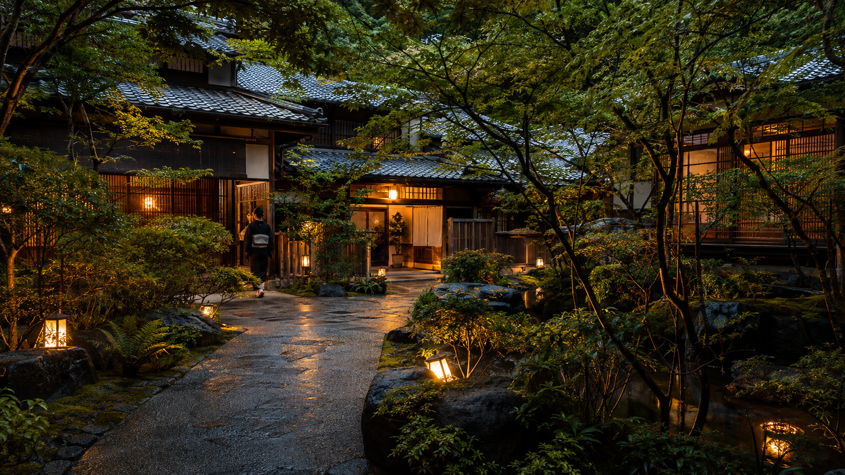 京都・山ばな 平八茶屋の日本庭園と歴史ある木造建築