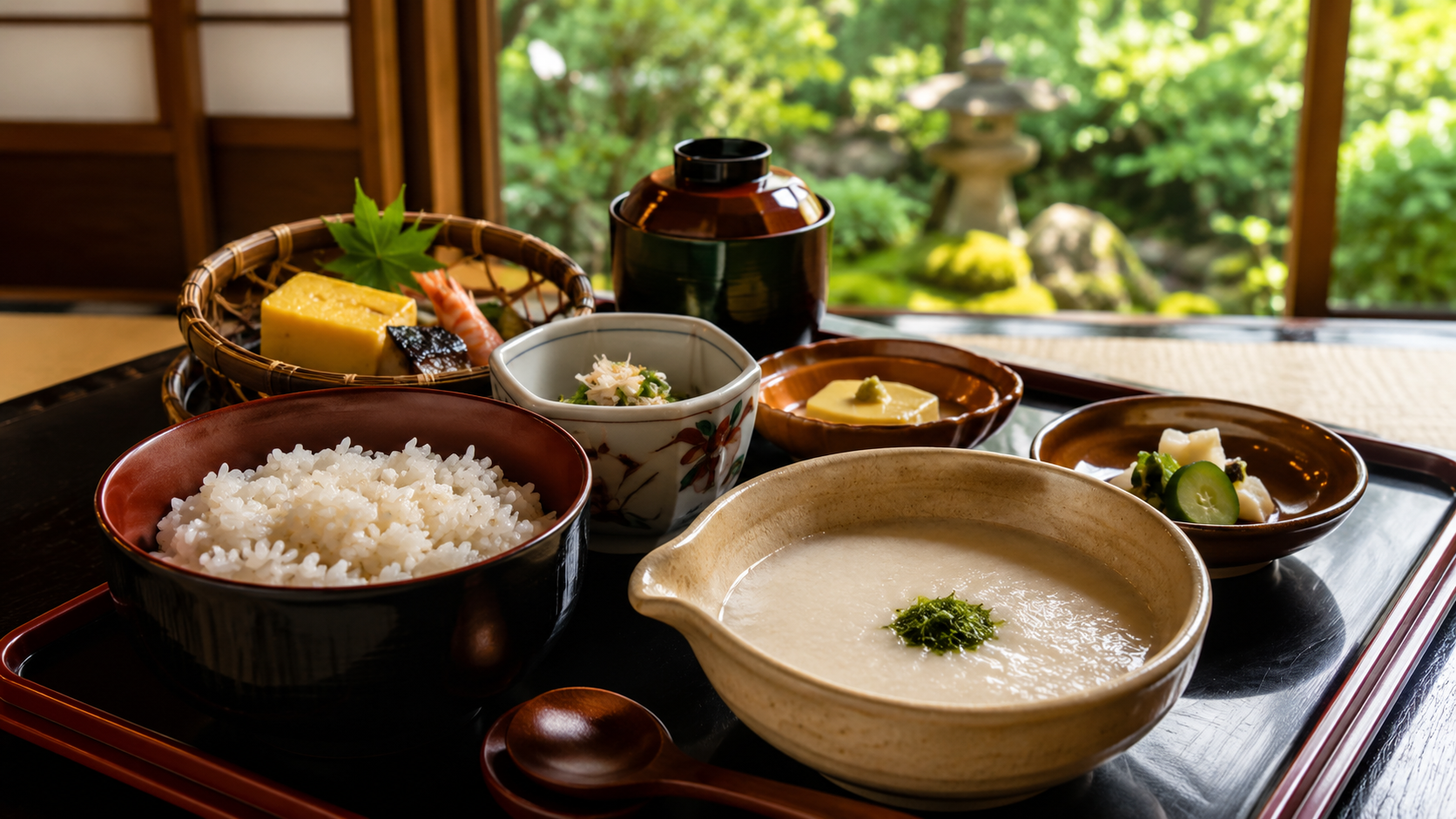 山ばな 平八茶屋の名物・麦飯とろろ汁と京料理の昼膳