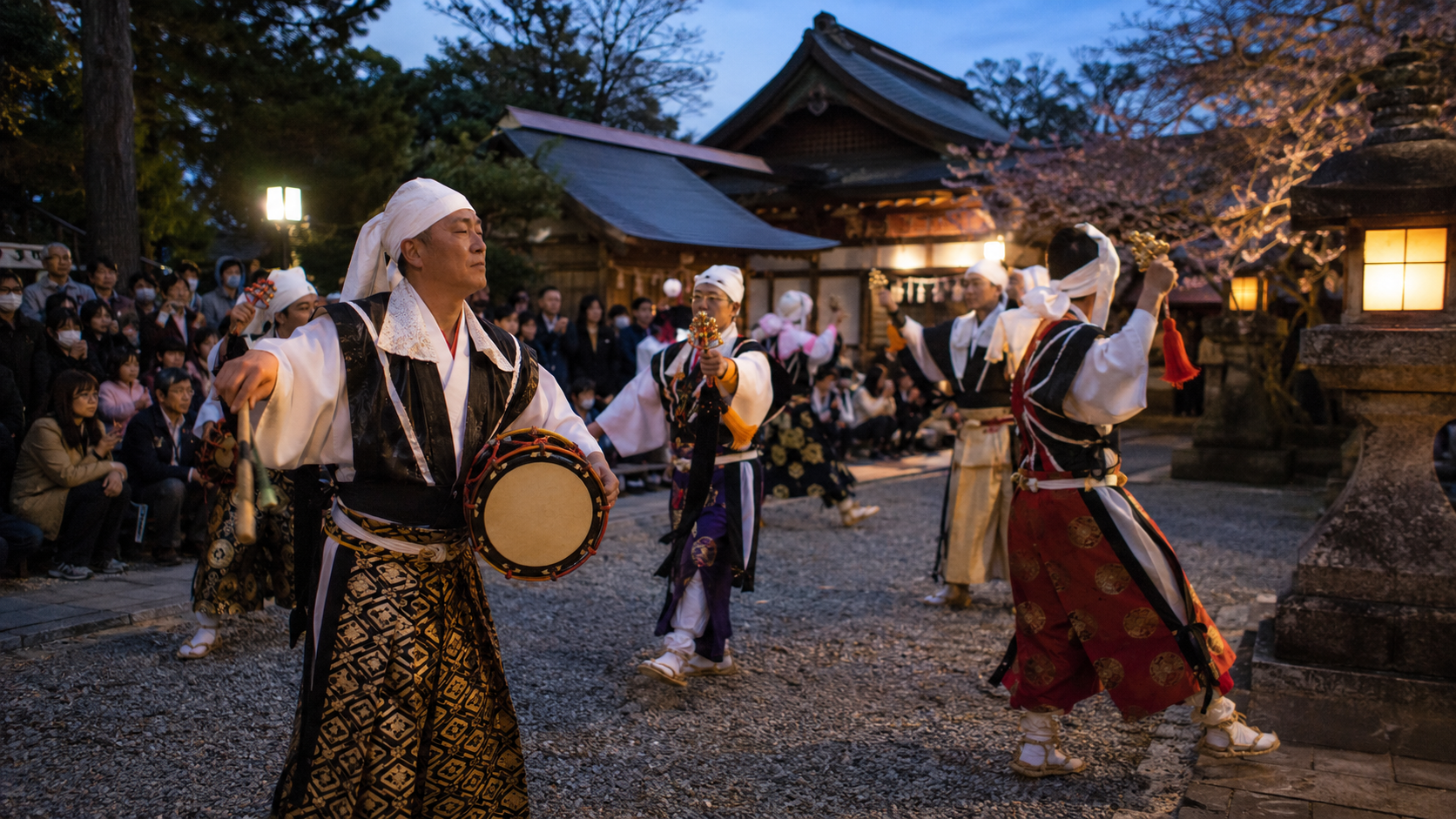 松尾大社八朔祭で奉納される嵯峨野六斎念仏踊りをイメージした風景