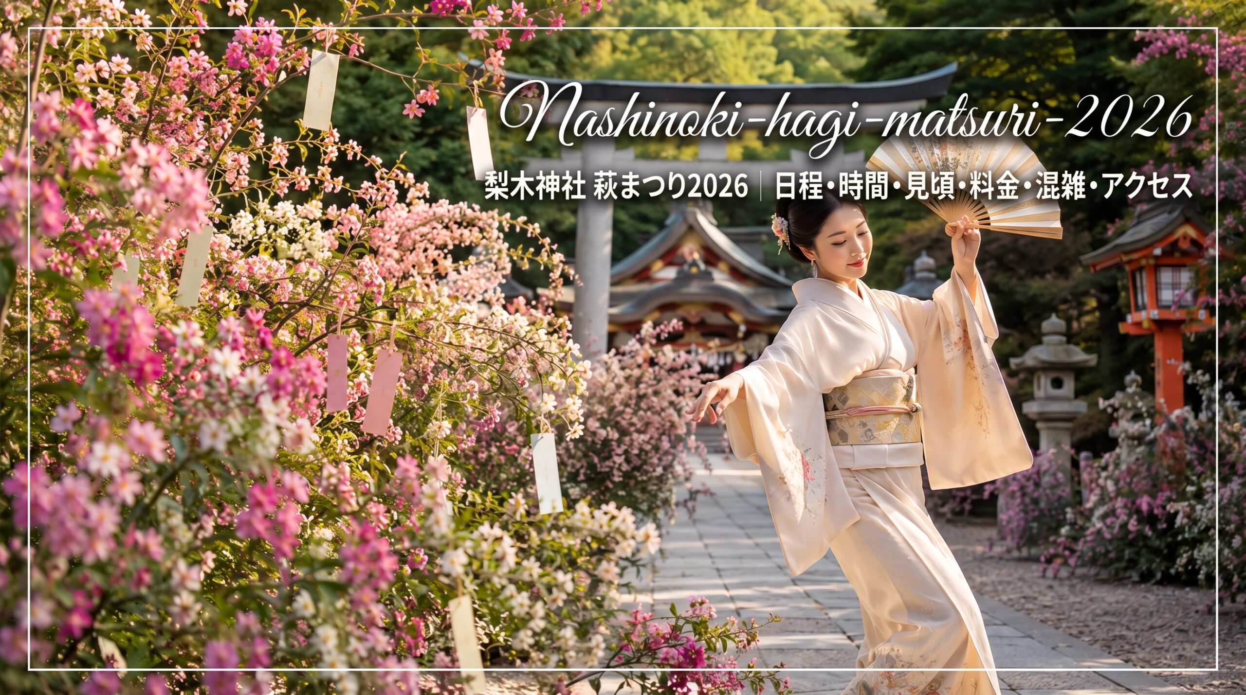 梨木神社 萩まつり2026をイメージした萩の花と日本舞踊の風景