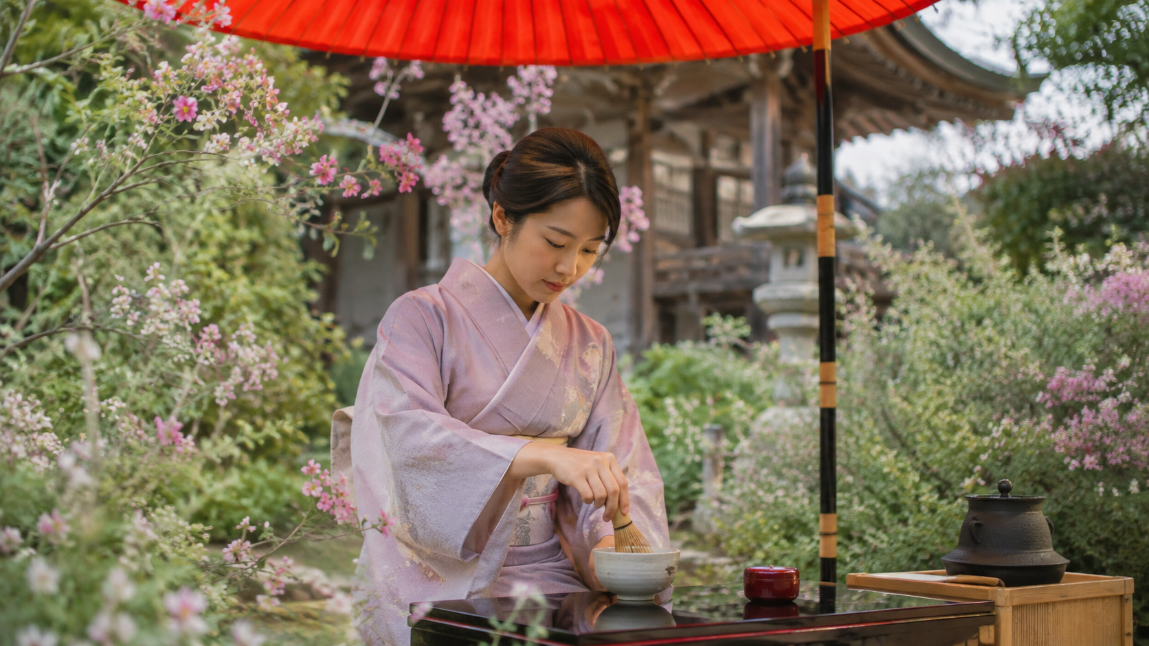 梨木神社 萩まつりの萩を眺めながら楽しむ抹茶席をイメージした風景