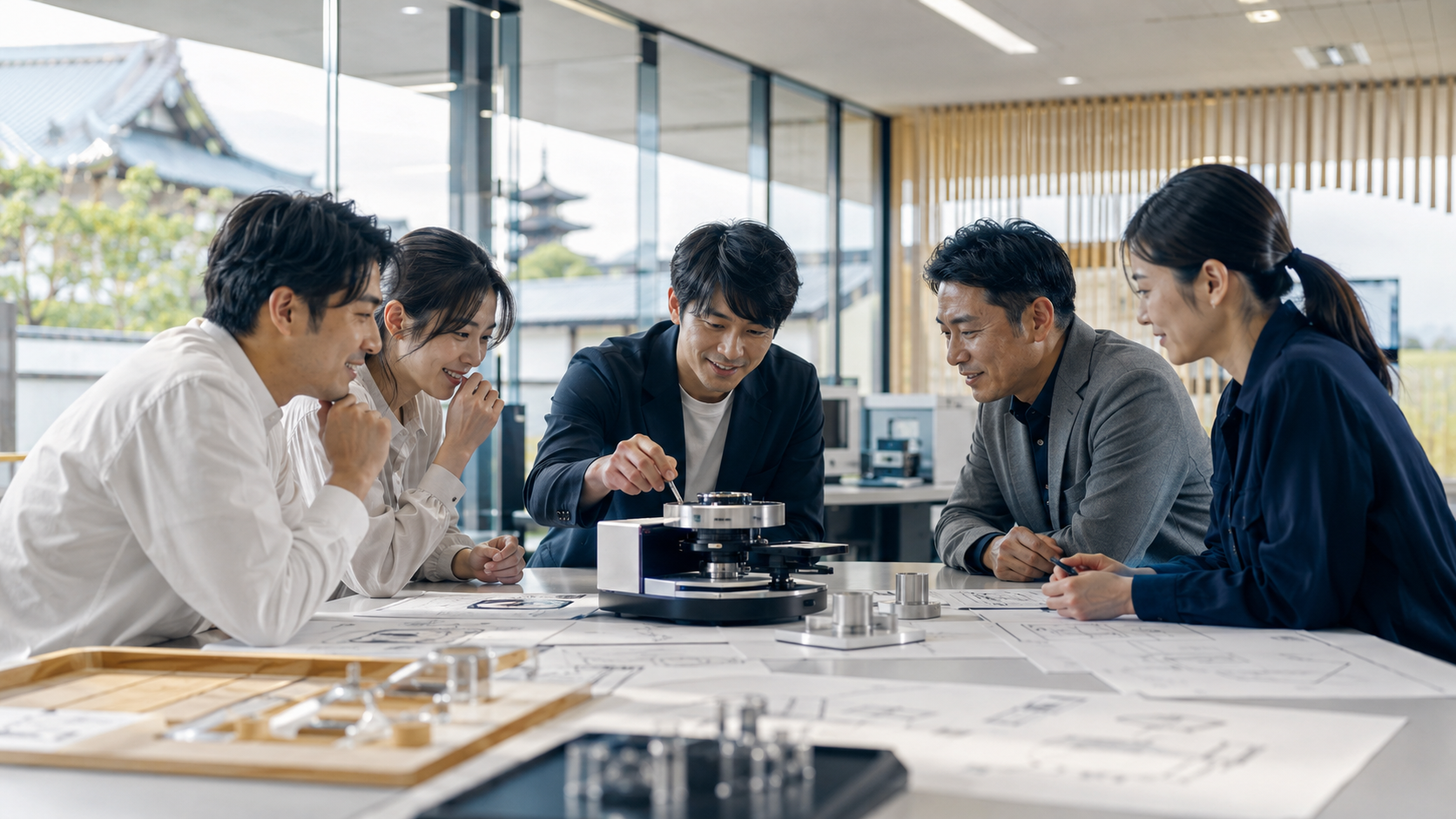 堀場製作所のおもしろおかしくを表す日本人チームの研究開発ミーティング