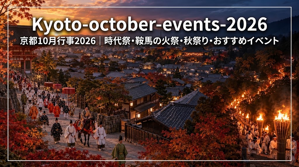 京都の秋景色と時代祭・鞍馬の火祭を表現した10月行事