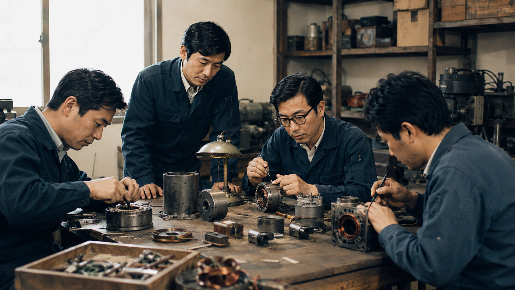 1973年に4人で創業したニデックの原点をイメージしたモーター開発工房