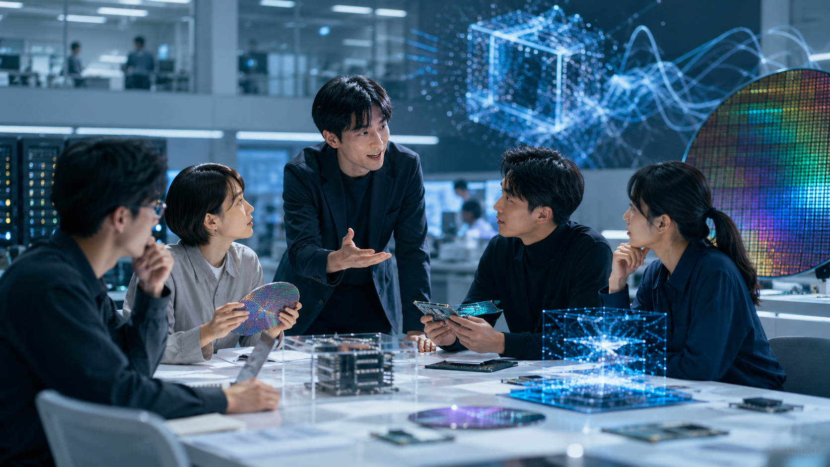 AI・先端半導体の研究開発に取り組む日本人技術者とSCREENのイノベーションイメージ