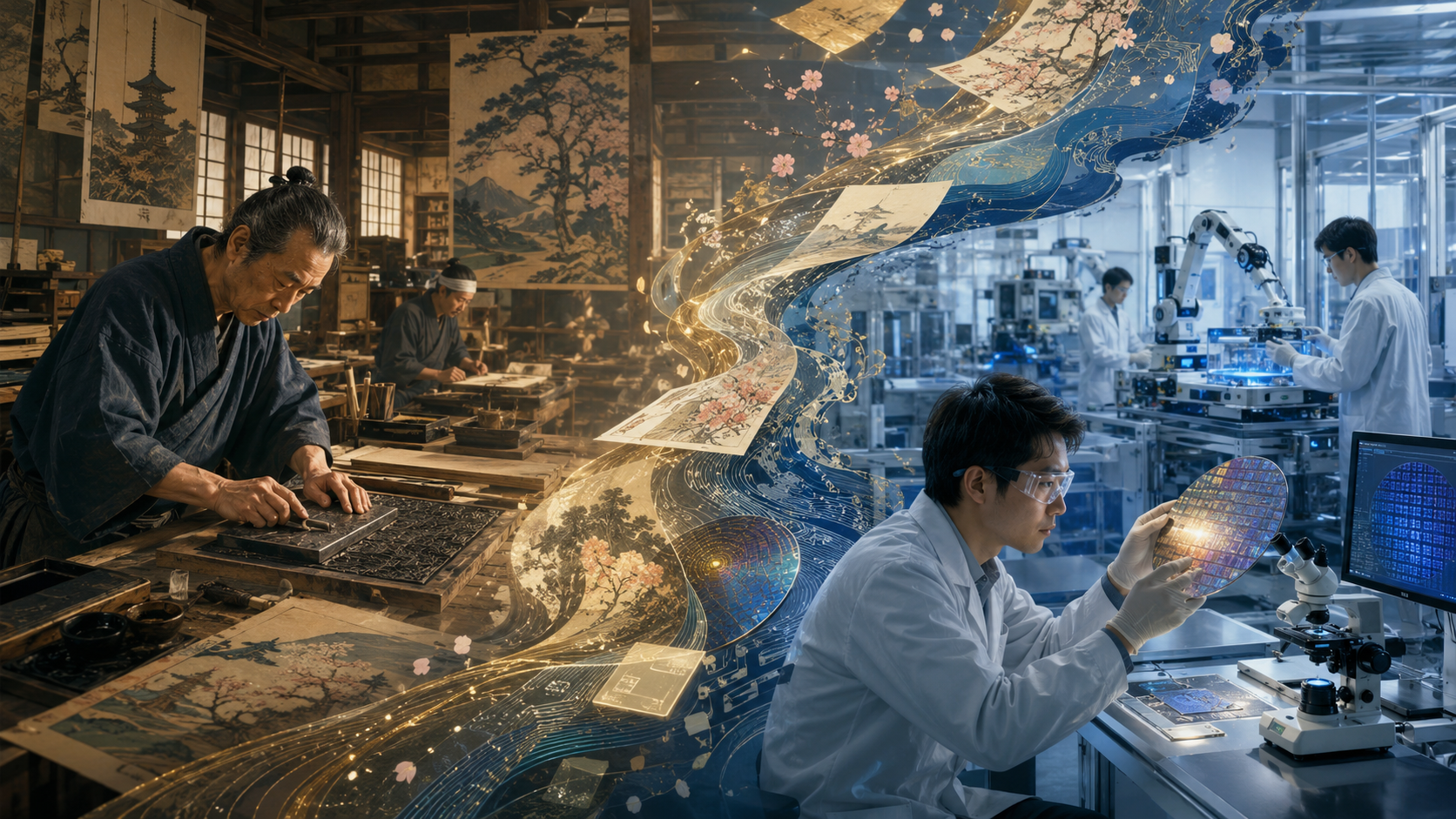 京都の印刷技術から半導体へ発展したSCREENの歴史と技術革新のイメージ