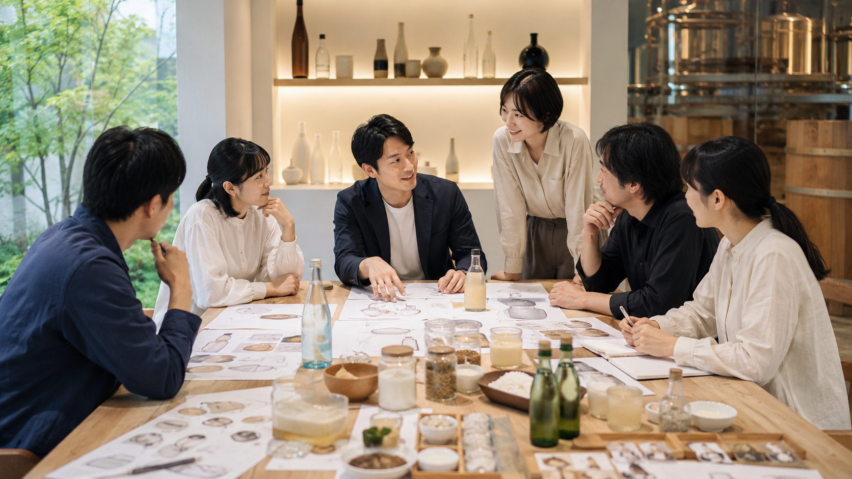 宝ホールディングスの企業文化とTaKaRa Five Valuesを表す日本人社員の協働風景